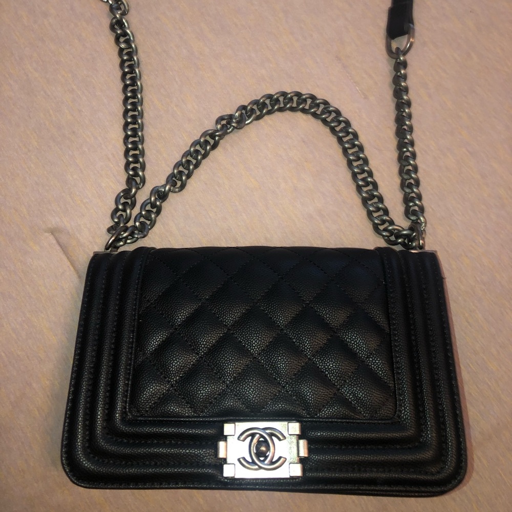 Black quilted crossbody bag